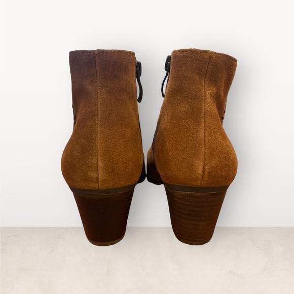 Franco Fortini size 6 Nicolette Brown suede leather side zip Boho Ankle Booties - Picture 3 of 10